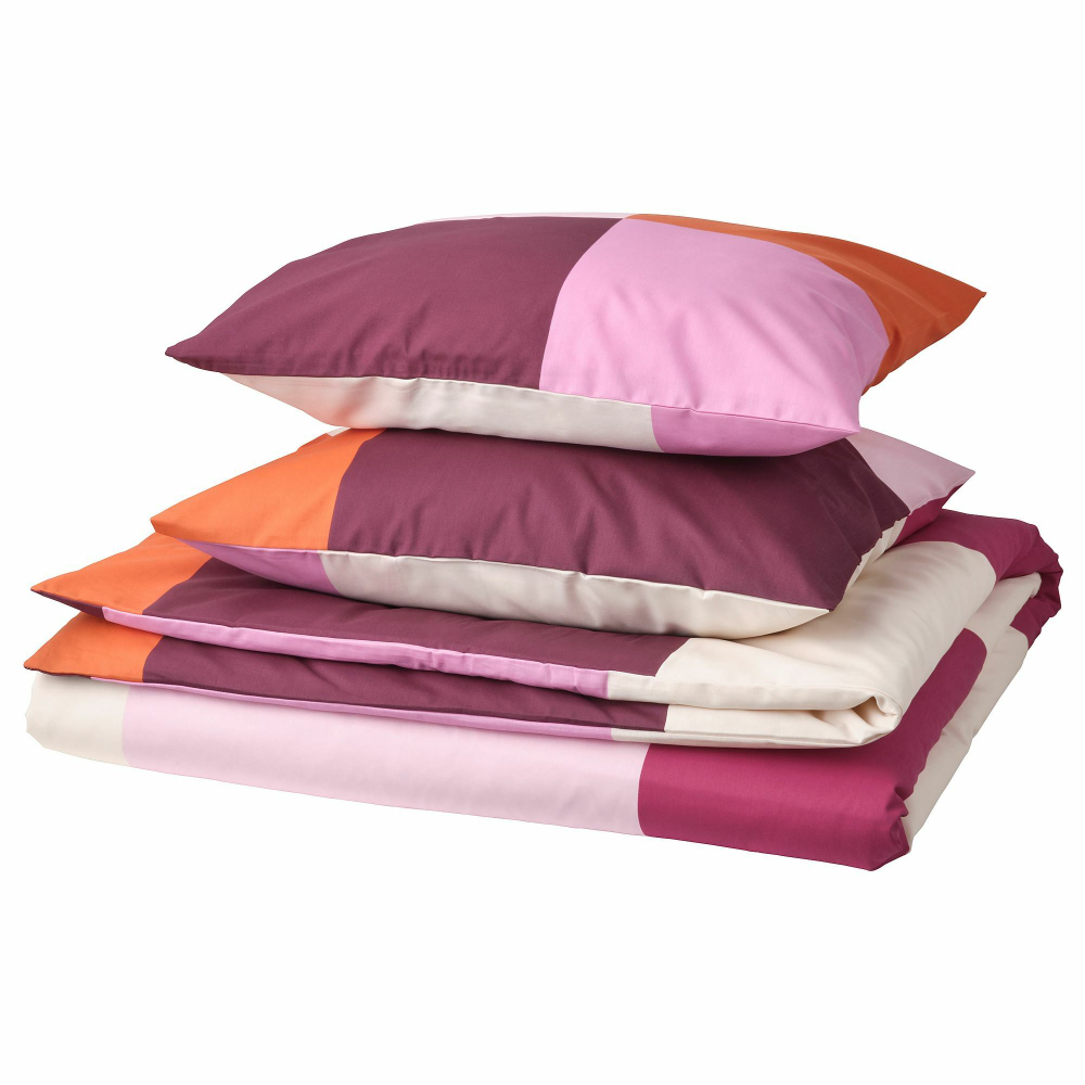 Комплект постельного белья IKEA BRUNKRISSLA (БРУНКРИСЛА), Двуспальный, Разноцветный, 240x220, 50x80 см