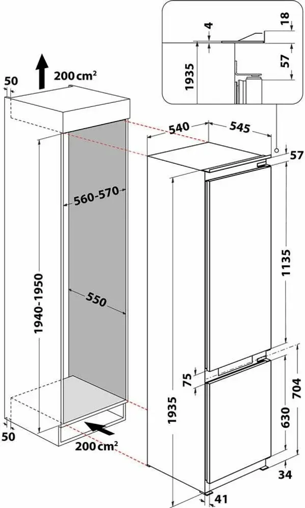 Встраиваемый холодильник Whirlpool WHSP70T121