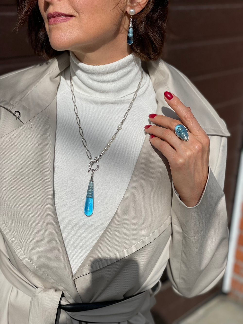 Колье Nature Bijoux, Pearl, с жемчугом и смолой, NB22.2-15-42251 (голубой)
