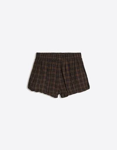 Женские объемные мини-шорты в клетку - BERSHKA