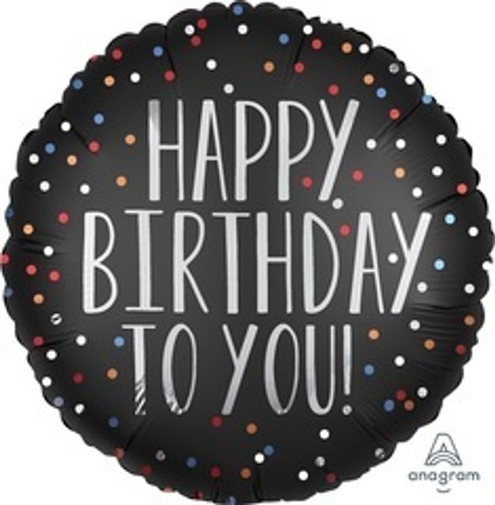 A 18" Круг Happy Birthday to you Конфетти Сатин