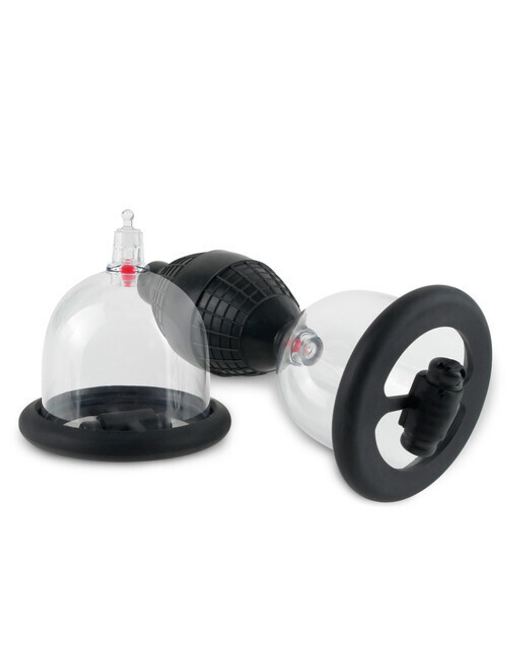 Вакуумные присоски Vibrating Nipple Pleasure Cups на соски с вибрацией (Цвет: прозрачный с черным)