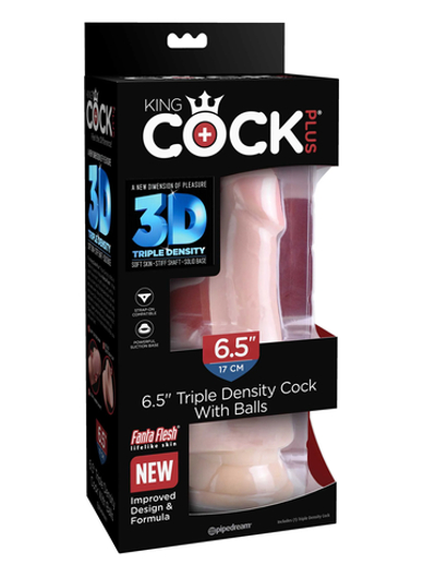 Фаллоимитатор King Cock Plus 6.5" Triple Density Cock with Balls - Flesh Pipedream 571721PD