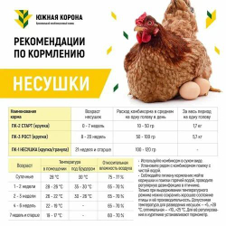 Комбикорм Южная Корона для молодняка кур в возрасте 0-7 недель СТАРТ (гранула, 2,0 мм), 25 кг