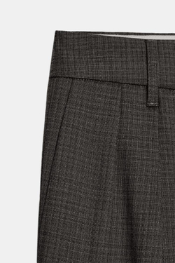 ZARA БРЮКИ С ДВОЙНЫМИ ЗАЩИПАМИ, КОРИЧНЕВЫЙ