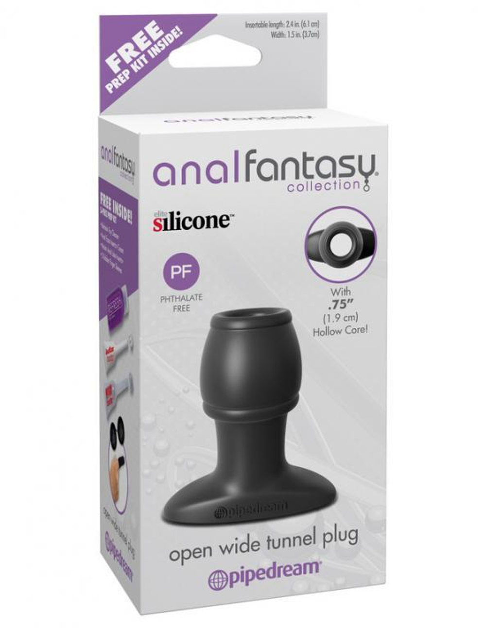 Открытая анальная пробка Anal Fantasy Collection Open Wide Tunnel Plug - 7,2 см. (Цвет: черный)