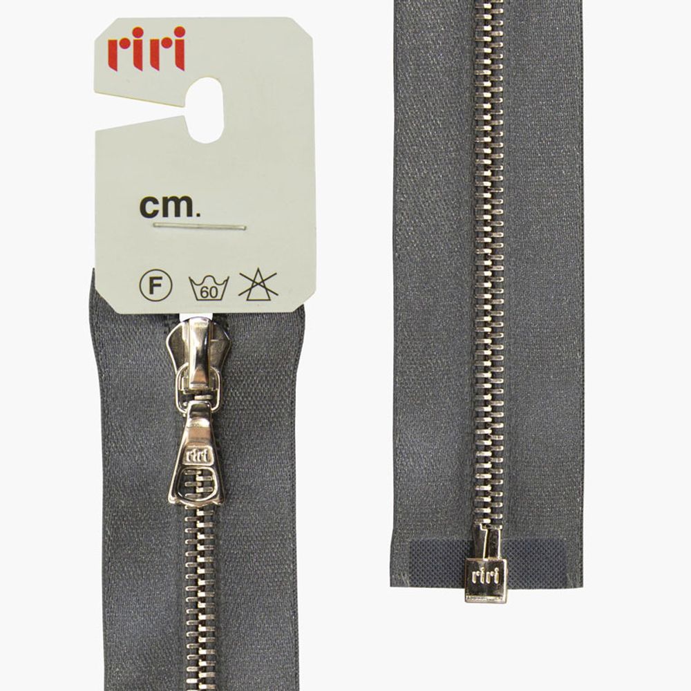 Молния металл RIRI Т4 (4 мм) 1 зам., разъем., 60 см, Ni, атласная тесьма, цв.2121, серый стальной, 1 шт Молния металл RIRI Т4 (4 мм) 1 зам., разъем., 60 см, Ni, атласная тесьма, цв.2121, серый стальной, 1 шт