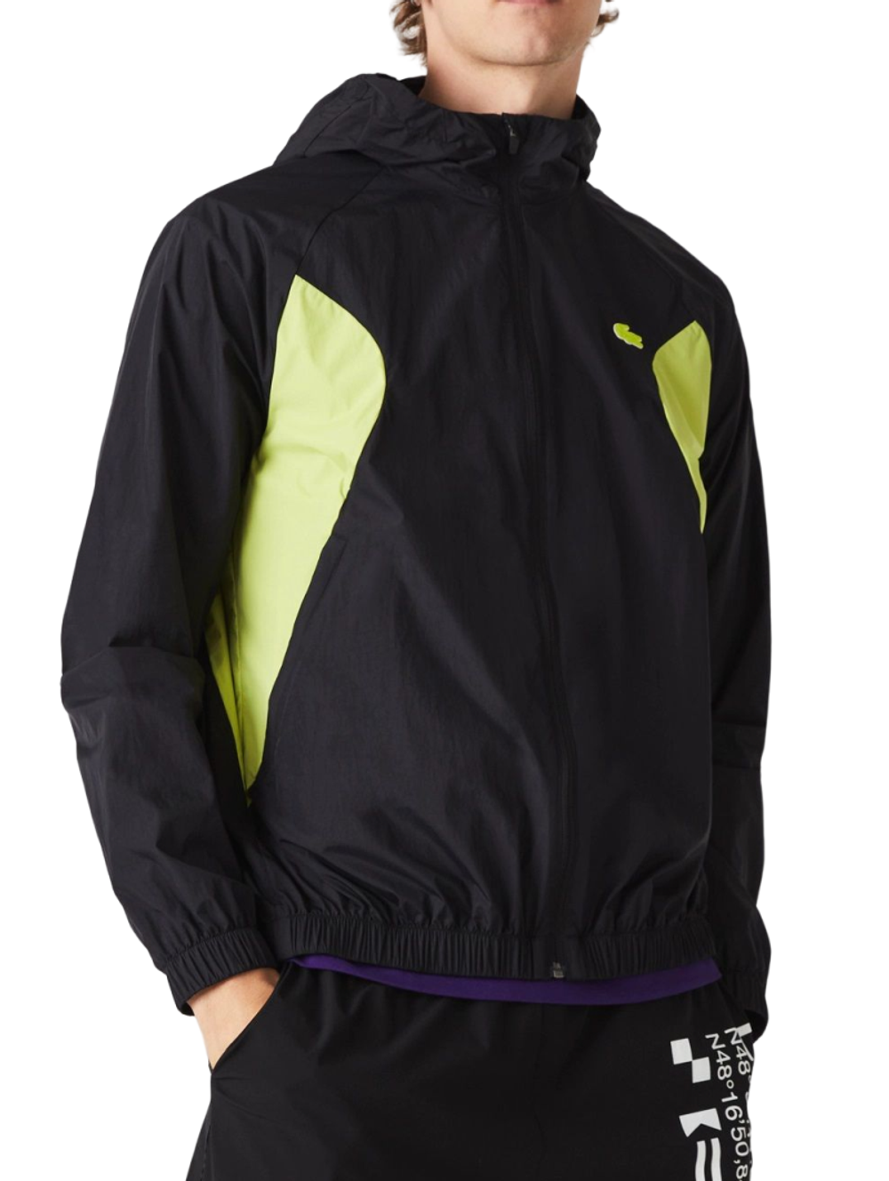Мужская теннисная куртка Lacoste Sport Collapsible Windbreaker - черный