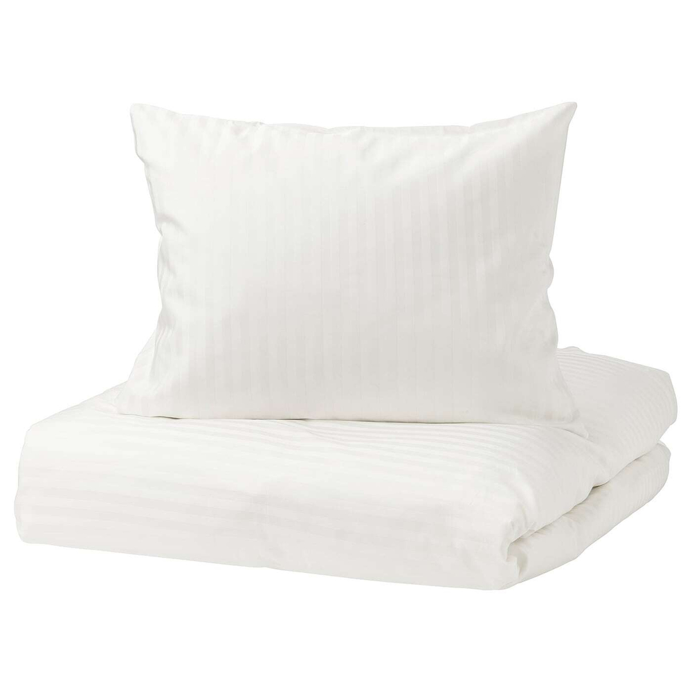 IKEA NATTJASMIN  (ИКЕА НАТТЙАСМИН)  -  Пододеяльник и наволочка, белый, 150x200/50x60 см