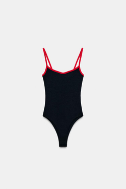 ZARA БОДИ С КОНТРАСТНЫМИ ВСТАВКАМИ, КРАСНЫЙ/ТЕМНО-СИНИЙ