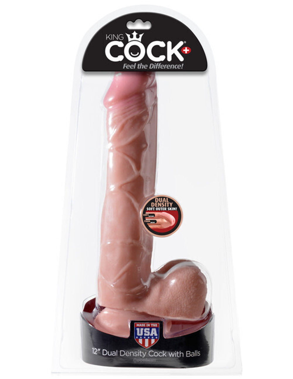 Реалистичный фаллос на присоске 12 ''Dual Density Cock with Balls (Цвет: телесный)
