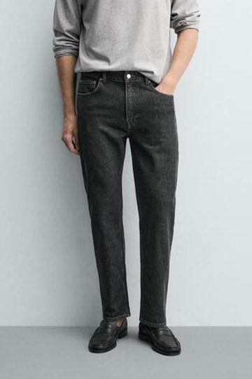 ZARA ДЖИНСЫ REGULAR FIT ОБЛЕГЧЕННЫЕ, УГОЛЬНЫЙ