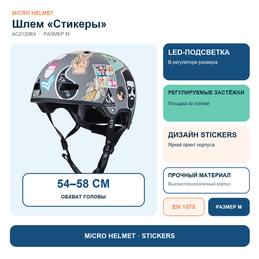 Шлем Micro - стикеры (M) BOX