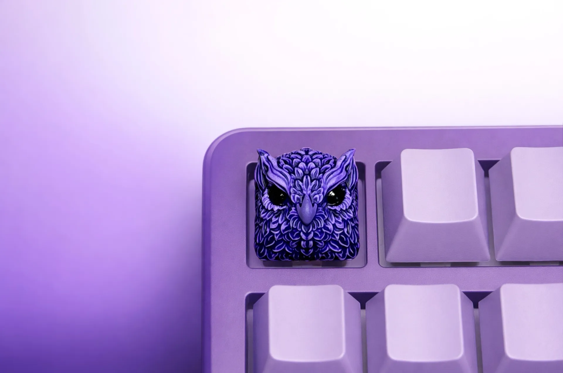 Клавиша XIIX «Owl Indigo», фото на клавиатуре - ракурс 2