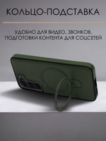 Business style чехол из кожи для SAMSUNG GALAXY S22 (не ULTRA/ FE/ PLUS!) с кольцом-подставкой и бархатной подкладкой