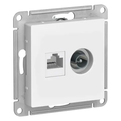 ATLASDESIGN РОЗЕТКА двойная ТВ + компьютерная RJ45 кат. 5e, механизм, БЕЛЫЙ