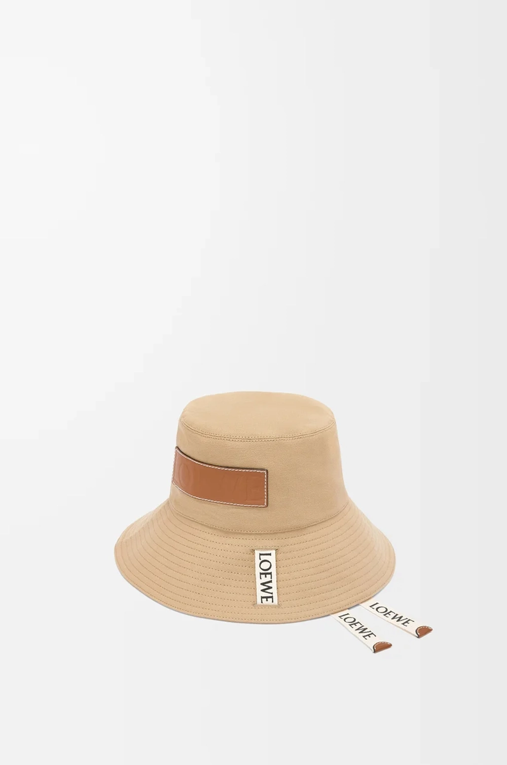 Loewe Шляпа из джинсовой и телячьей кожи, песочный