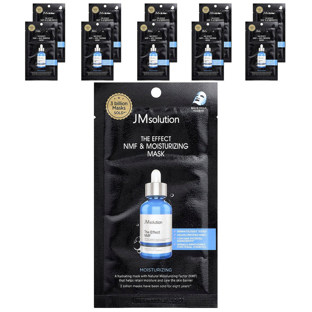 JM Solution, The Effect NMF & Moisturizing Beauty, маска для лица, черный, 10 масок по 24 мл (0,81 жидк. унции)