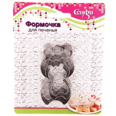 Форма для выпечки печенья 3шт «Панда»