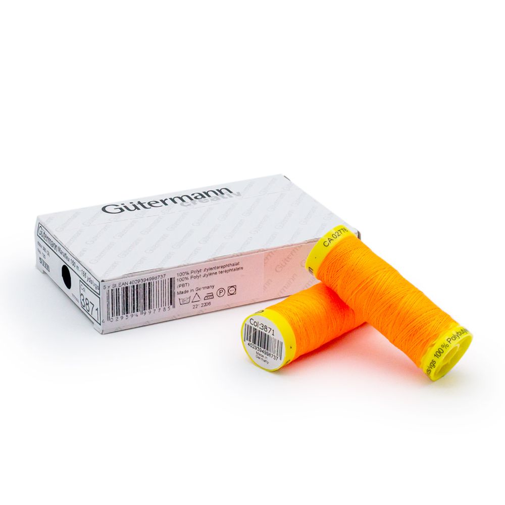 Нитки для трикотажа Gutermann Maraflex 120 (150 метров), 5 кат. | 3871 неоновый оранжевый