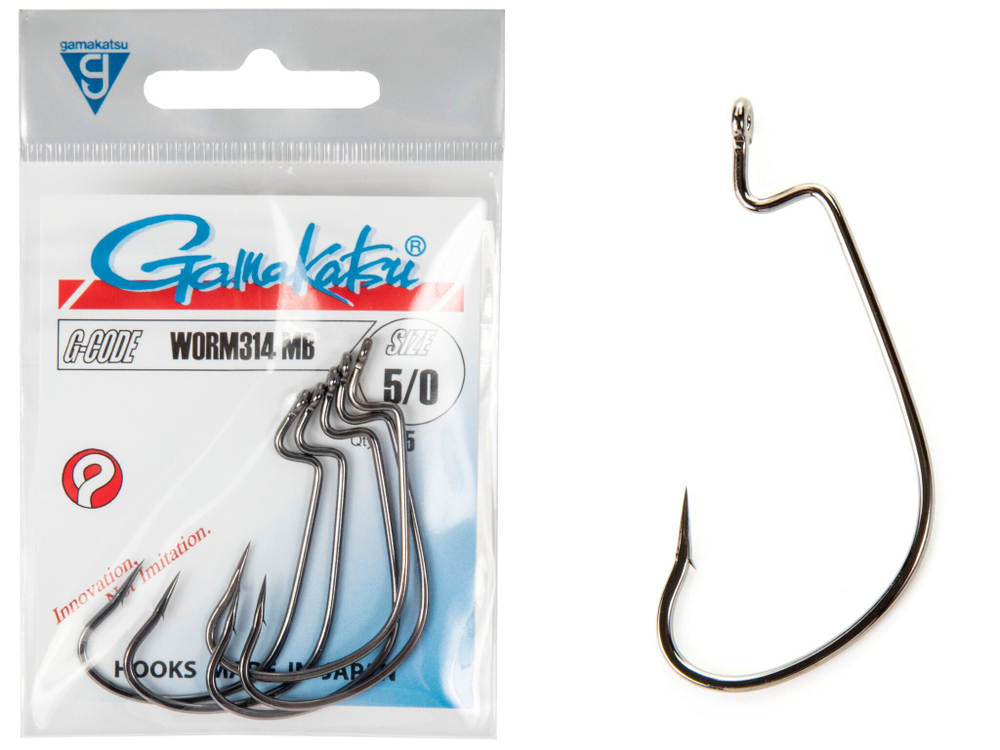 Крючки офсетные Gamakatsu WORM 314 HOOKS разм. 5/0 6шт.