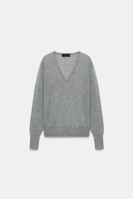 ZARA СВИТЕР ИЗ 100% УЛЬТРАТОНКОГО КАШЕМИРА, МЯГКИЙ СЕРЫЙ