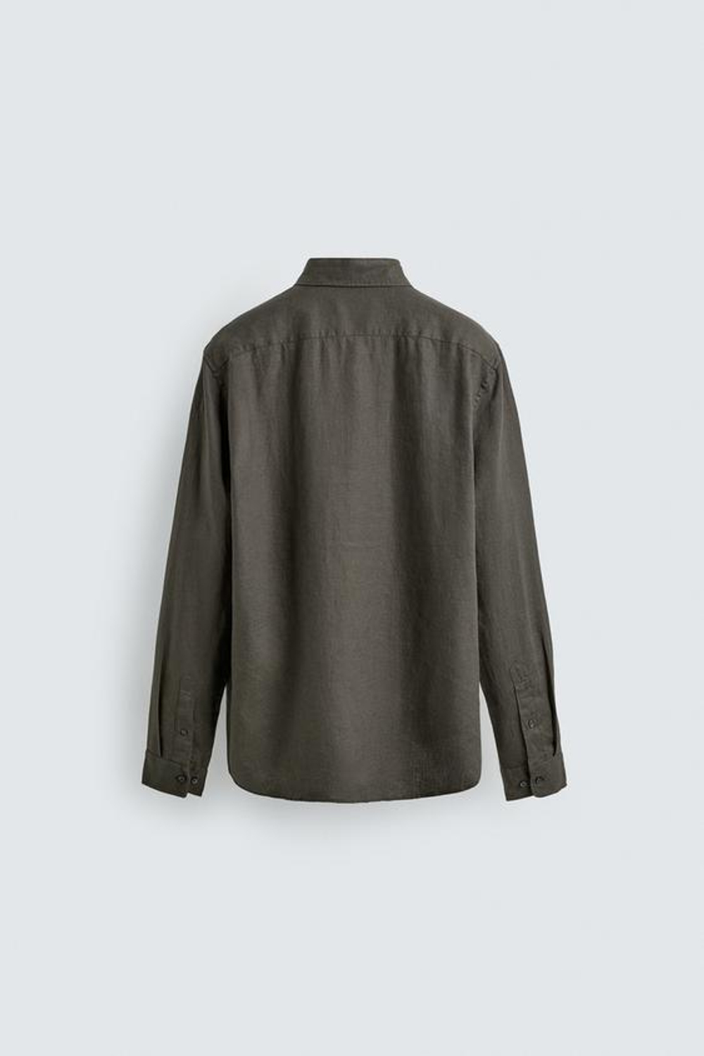 ZARA РУБАШКА ИЗ 100% ЛЬНА, ТЕМНЫЙ ХАКИ