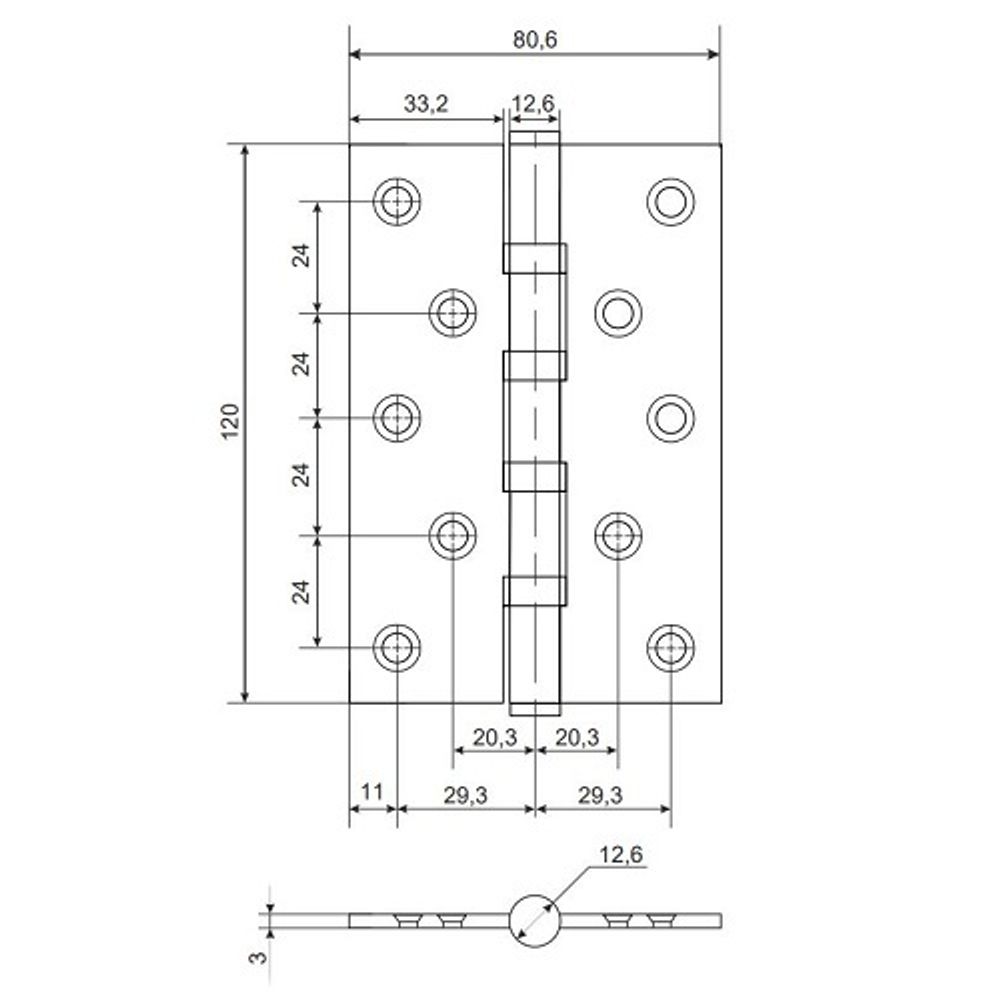Петля дверная APECS 120x80-B4 Steel CRS сатин.хром (1шт)