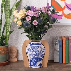 The Cardboard Vase Sleeve - Blue & White Floral