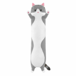 Мягкая игрушка длинный Кот батон, серый, 90 см
