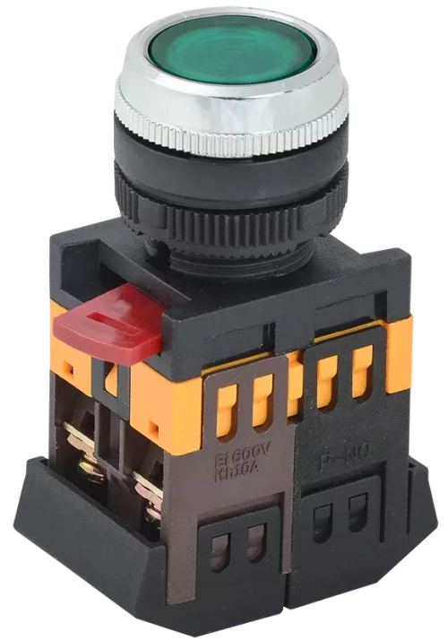 Кнопка ABLFS-22 зеленый d22мм неон/240В 1з+1р ИЭК   BBT30-ABLFS-K06