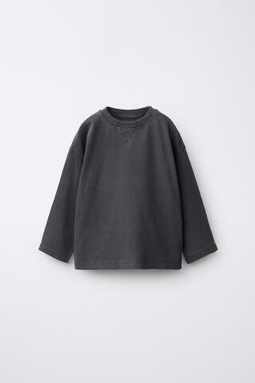 ZARA ФУТБОЛКА GARMENT DEY, ТЕМНЫЙ АНТРАЦИТ