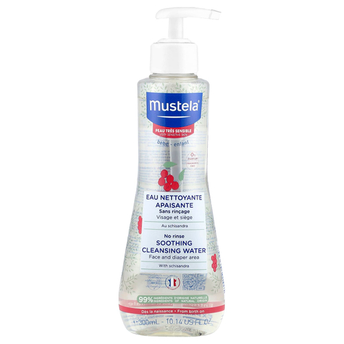 Mustela, Успокаивающая очищающая вода без смывания с лимонником, для очень чувствительной кожи, без отдушек, 300 мл (10,14 жидк. унц.)