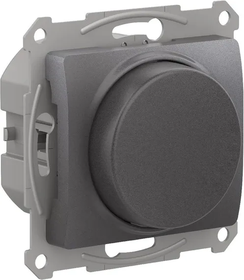 Светорегулятор поворотно-нажимной, LED, RC, 400 Вт Systeme Electric Glossa Графит GSL001323