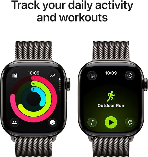 Умные часы Apple Watch Series 11 46 мм из титана серого цвета, миланский сетчатый браслет серого цвета (M/L)