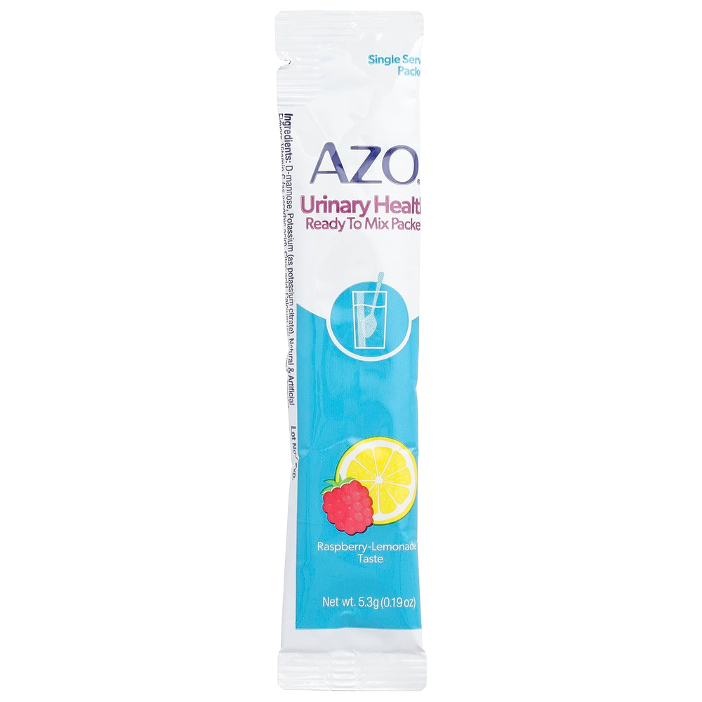 AZO, Urinary Health, готовые к смешиванию пакетики, малина и лимонад, 10 порционных пакетиков по 5,3 г (0,19 унции)