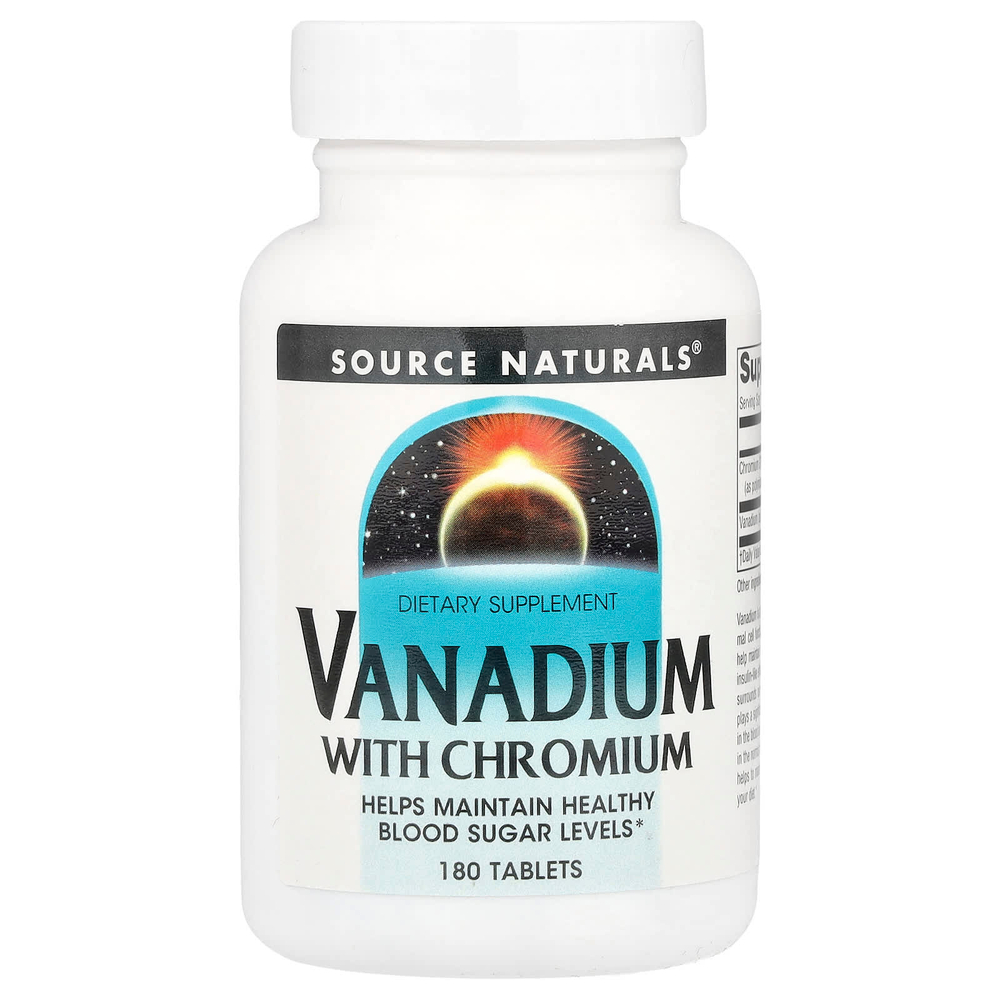 Source Naturals, Ванадий с хромом, 180 таблеток