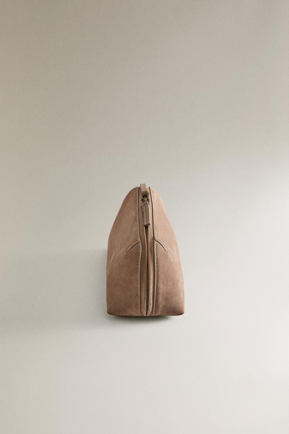 ZARA HOME КОСМЕТИЧКА ИЗ НУБУКОВОЙ КОЖИ, СЕРО-КОРИЧНЕВЫЙ