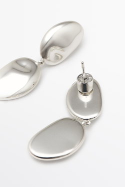 Massimo Dutti Серьги с металлическими деталями, серебряный