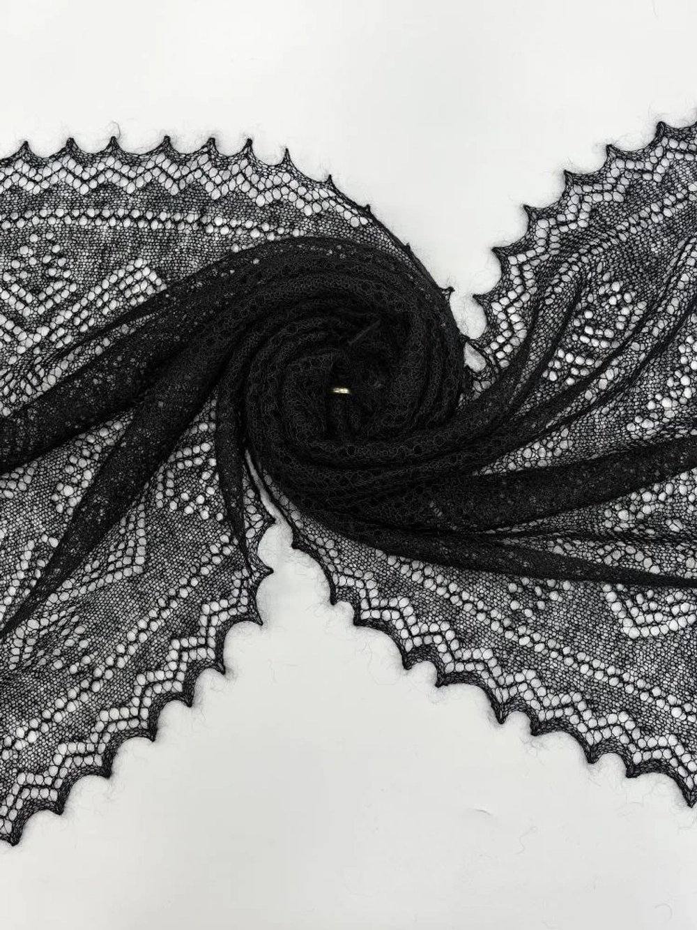 Оренбургский пуховый палантин с шелком АШ12040-07 черный