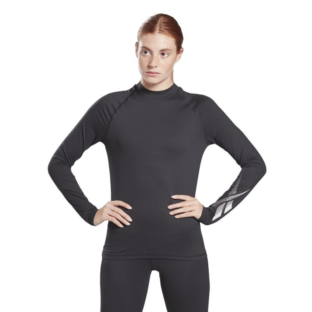Женская теннисная футболка (dł. Рукава) Reebok Thermowarm Touch Graphic Base Layer - black