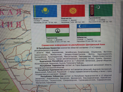 Карта Центральной Азии настенная большая 2025 (бэклит 150 х 230 см)