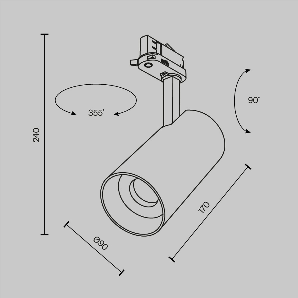 Трехфазный трековый светодиодный светильник Maytoni TRINITY Focus Led TR197-3-40WCCT-M-B