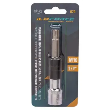 Головки для снятия муфты генератора (головка-бита 1/2''(M10), головка 33зуба) ILOforce IF-674