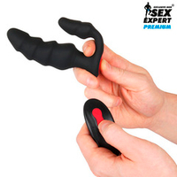 Черный анальный вибростимулятор 12,9см с пультом ДУ Bior Toys Sex Expert SEM-55238
