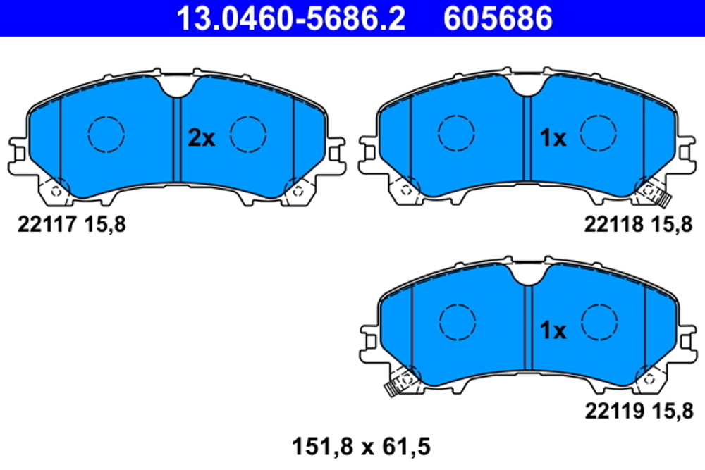 ATE - 13046056862-ATE - Brake Pad Set, disc brake