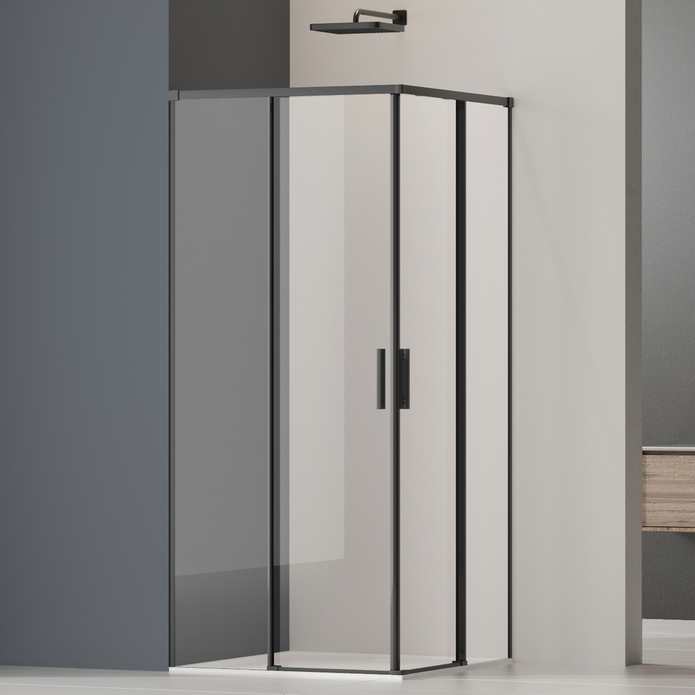 Душевой уголок Vincea Софт 2 (Soft 2) VSS-3SO2900CLB, 900*900, черный, стекло прозрачное