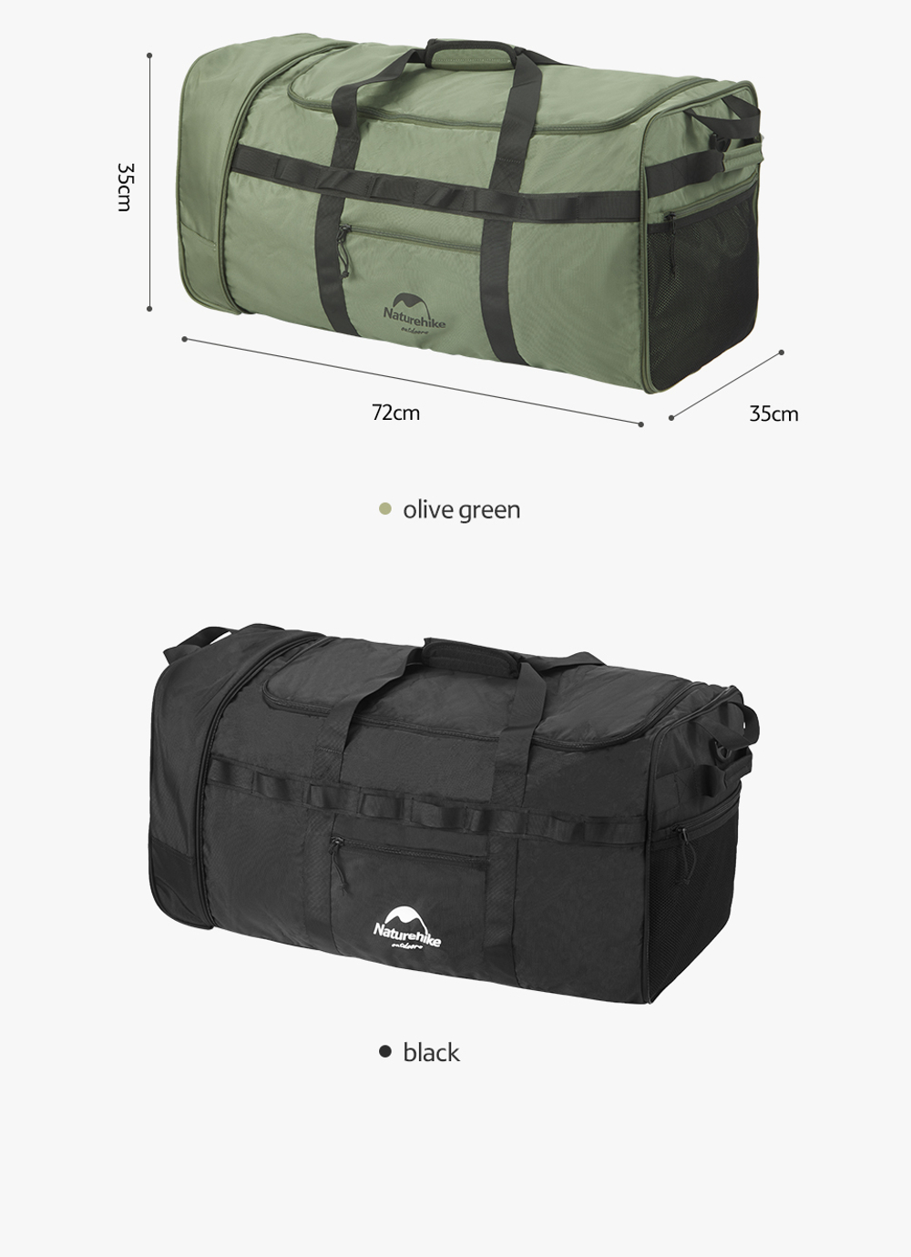 Сумка-тележка Naturehike NH21LX003 XS03 складная туристическая 88 л, артикул NH21LX003-AGR, цвет Зеленый