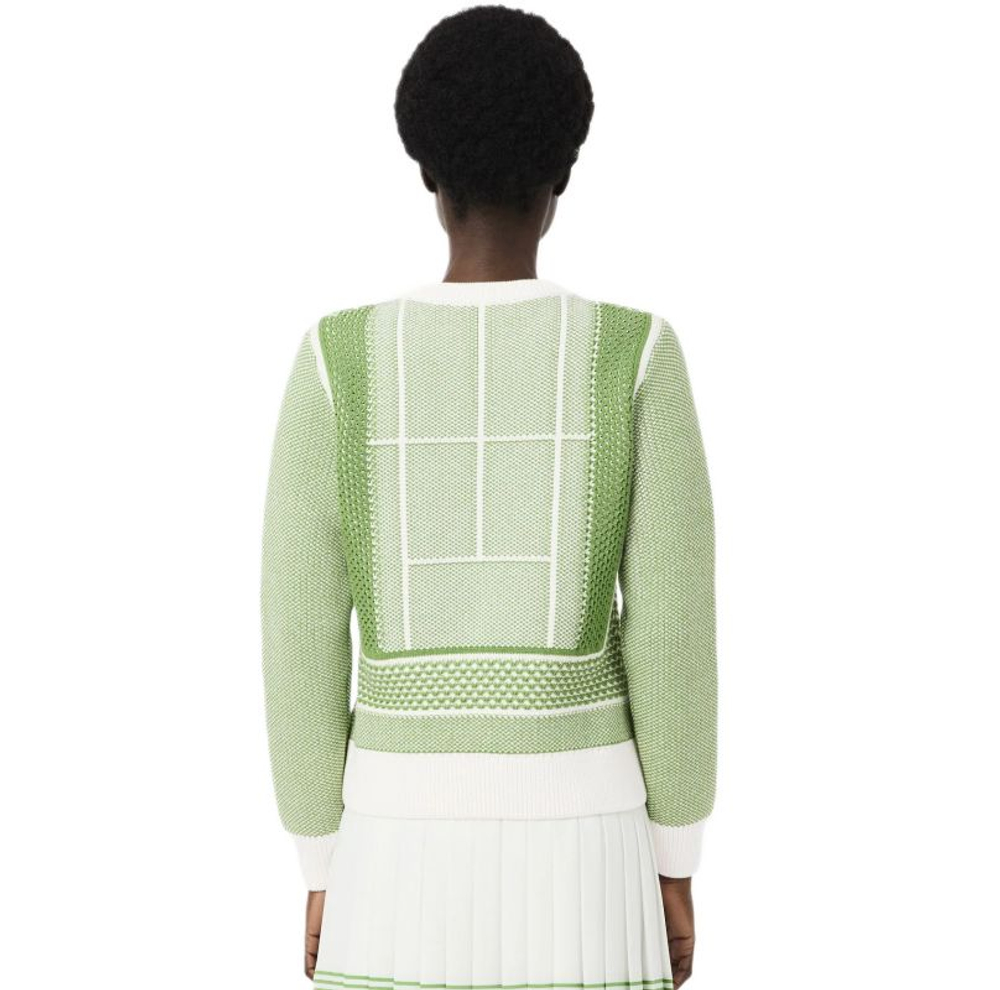 Женская теннисная куртка Lacoste Tennis Court Graphic Jacquard - flour/billiard green