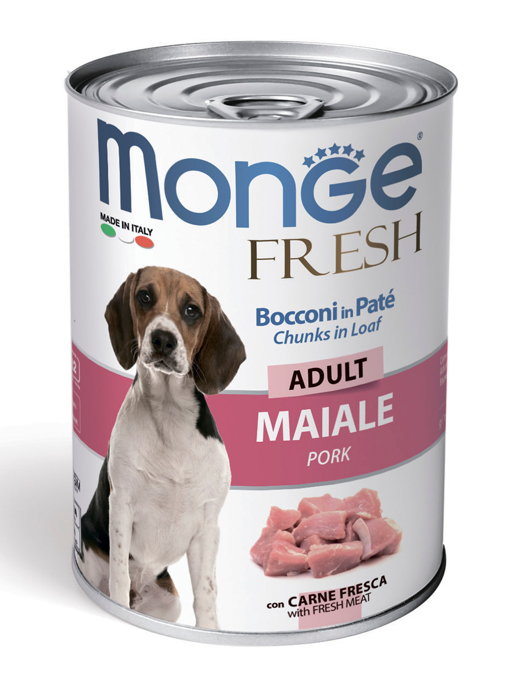 Влажный корм Monge Dog Fresh Chunks in Loaf для взрослых собак, мясной рулет из свинины 400 г